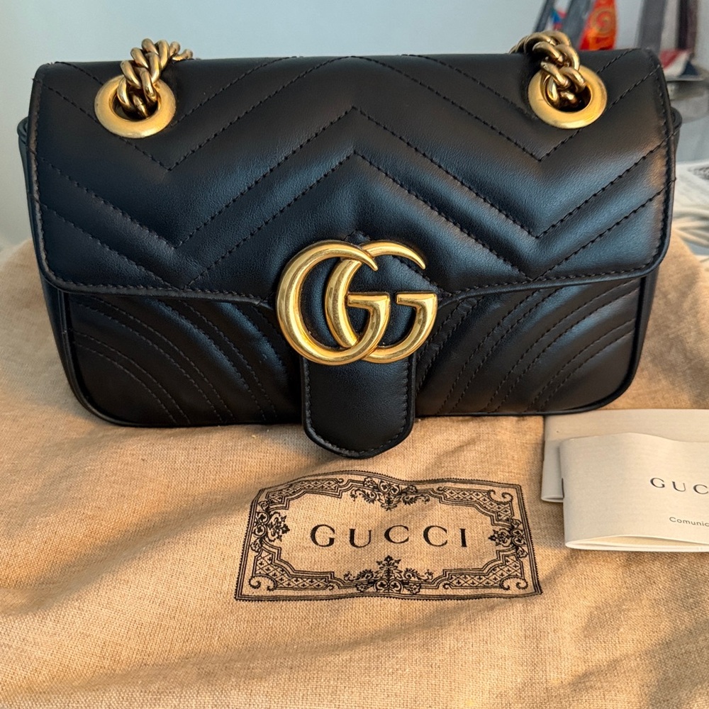 Gucci Black and Gold Quilted Bag